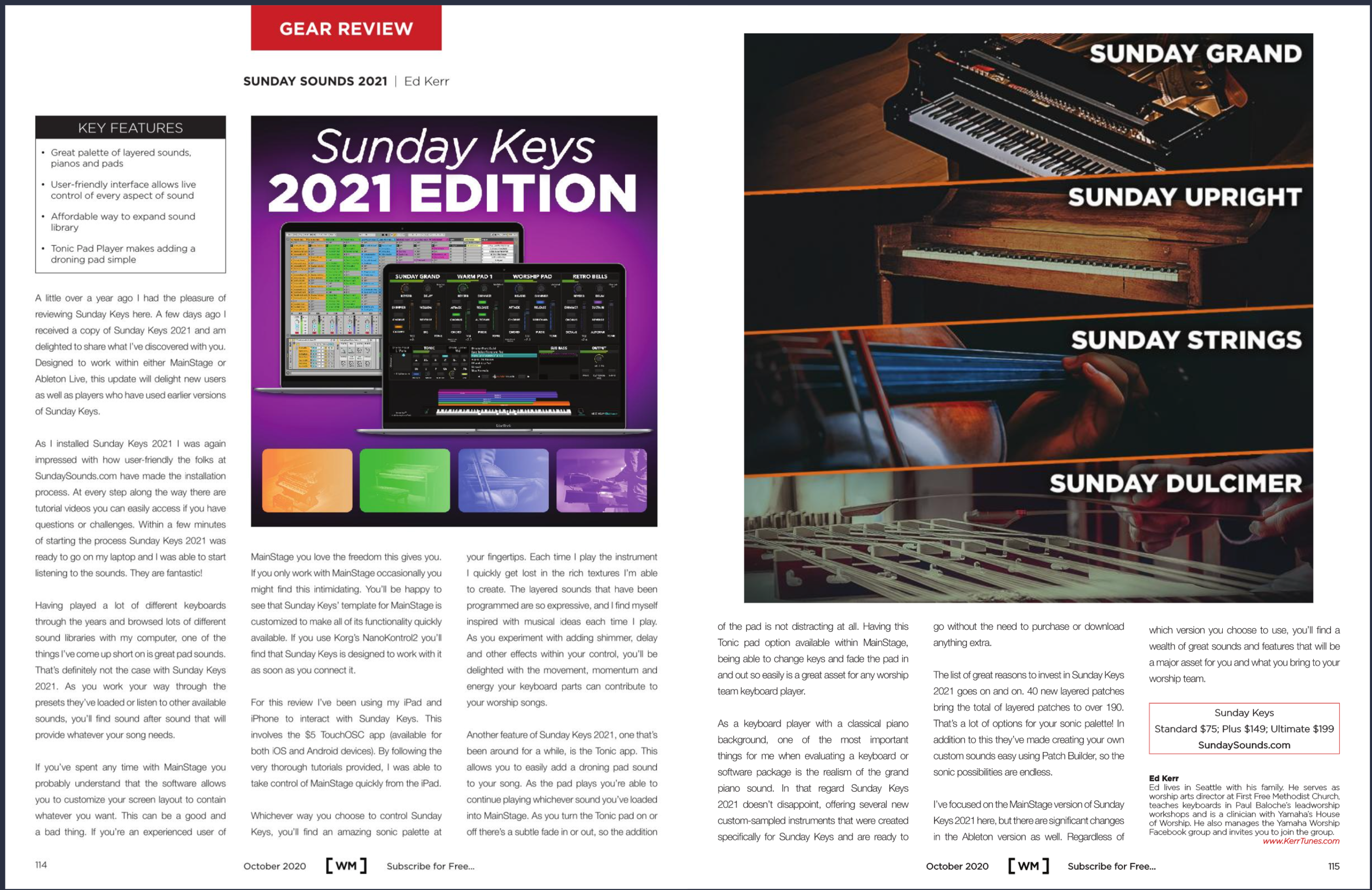 Sunday Keys 2021 Reviewed in Worship Musician Magazine